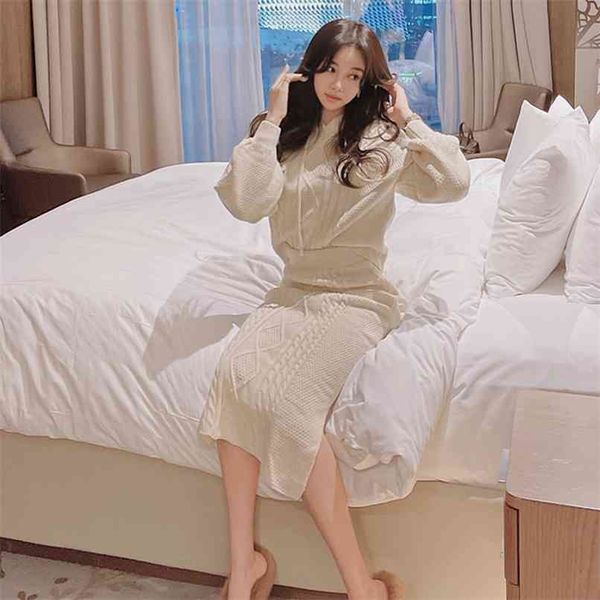 two-piece set korean casual knitted hooded fashion bag hip skirt sweater suit women 210520, White
two-piece set korean casual knitted hooded fashion bag hip skirt sweater suit women 210520, White