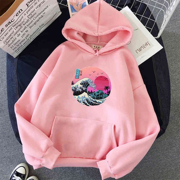 women's hoodies & sweatshirts the great retro wave oversized women pullover harajuku loose fleece streetwear outwear for clothes zov2, Black
women's hoodies & sweatshirts the great retro wave oversized women pullover harajuku loose fleece streetwear outwear for clothes zov2, Black