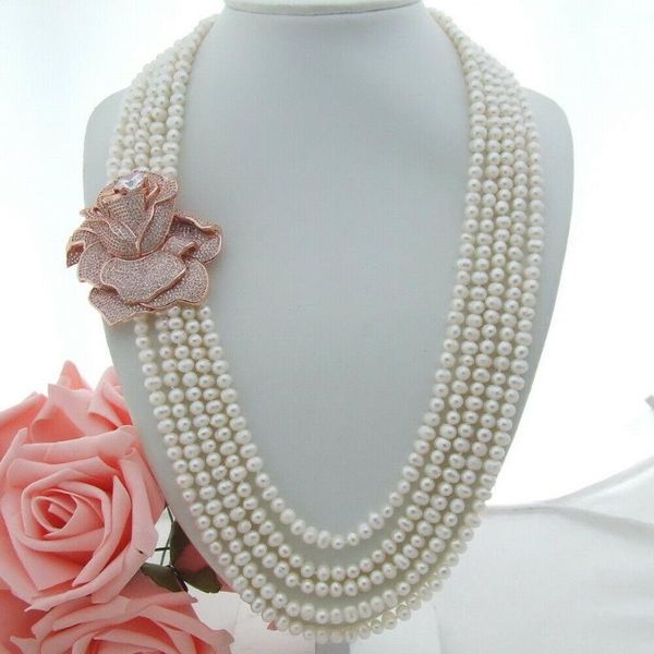 chains charming 5 strand freshwater aquaculture white pearl necklace micro inlay zircon buckle flower accessories long 61-68 c, Silver
chains charming 5 strand freshwater aquaculture white pearl necklace micro inlay zircon buckle flower accessories long 61-68 c, Silver