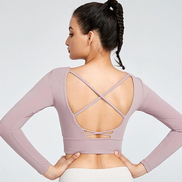 yoga outfits solid sport women long sleeve crop backless cross back shirt padded fitness gym bra slim running wear, White;red
yoga outfits solid sport women long sleeve crop backless cross back shirt padded fitness gym bra slim running wear, White;red
