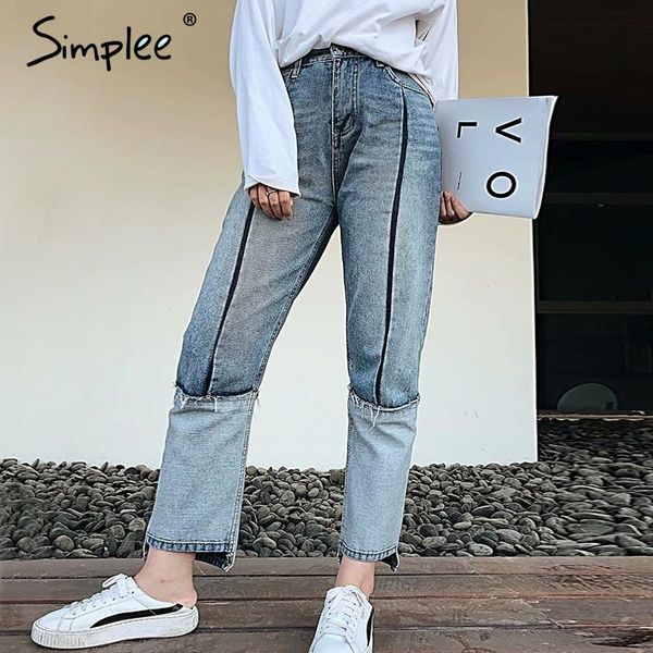 women's jeans simplee patchwork high waist women autumn winter 2021 casual streetwear pants ankle-length ladies denim trousers, Blue
women's jeans simplee patchwork high waist women autumn winter 2021 casual streetwear pants ankle-length ladies denim trousers, Blue