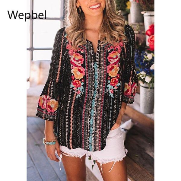 women's t-shirt wepbel v-neck shirt ladies casual tees women camisetas plus size loose-fitting tshirt floral printed summer long sleeve, White
women's t-shirt wepbel v-neck shirt ladies casual tees women camisetas plus size loose-fitting tshirt floral printed summer long sleeve, White