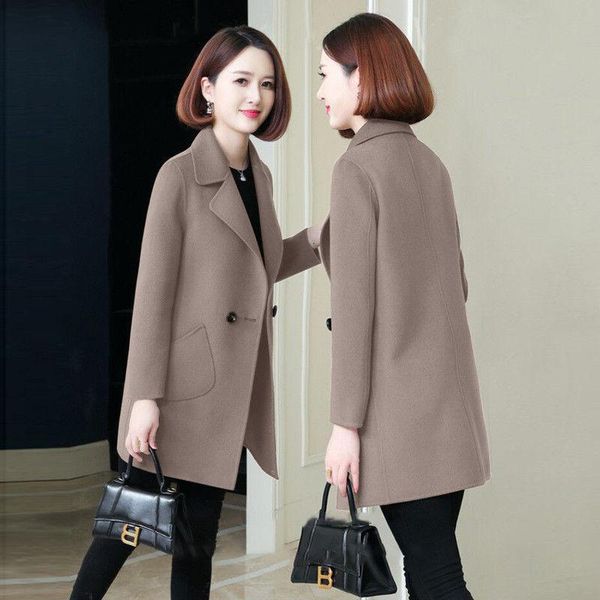 women's wool & blends 2021 pure autumn and winter woolen jacket elegant button pocket long women, Black
women's wool & blends 2021 pure autumn and winter woolen jacket elegant button pocket long women, Black