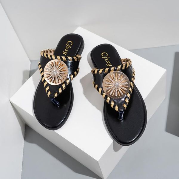 summer metal women slippers rhinestone sunflower flat bottom women's sandls beach flip-flops outside female slides shoes, Black
summer metal women slippers rhinestone sunflower flat bottom women's sandls beach flip-flops outside female slides shoes, Black