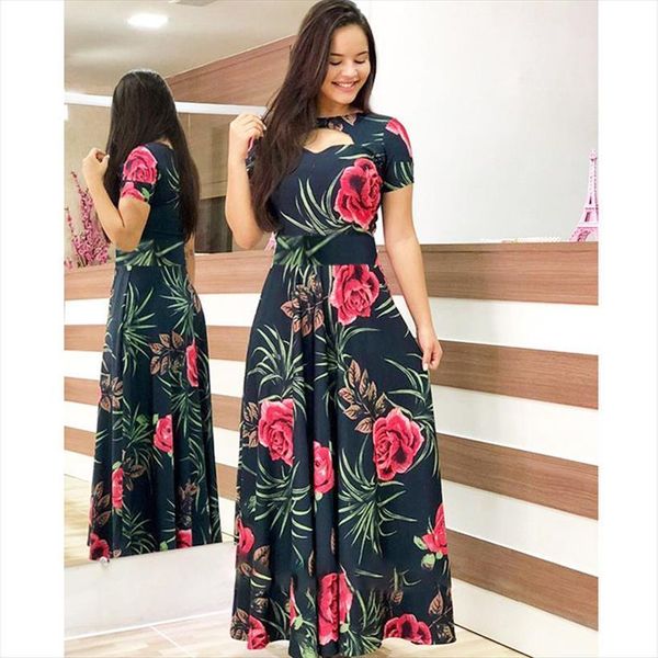 short sleeve hollow out long women dress summer floral print high waist elastic elegant boho robe o neck plus size, Black;gray
short sleeve hollow out long women dress summer floral print high waist elastic elegant boho robe o neck plus size, Black;gray