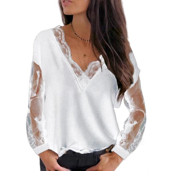 women's blouses & shirts women pullovers lace patchwork decor see through long sleeve v neck loose shirt blouse slim fashion pullov, White
women's blouses & shirts women pullovers lace patchwork decor see through long sleeve v neck loose shirt blouse slim fashion pullov, White