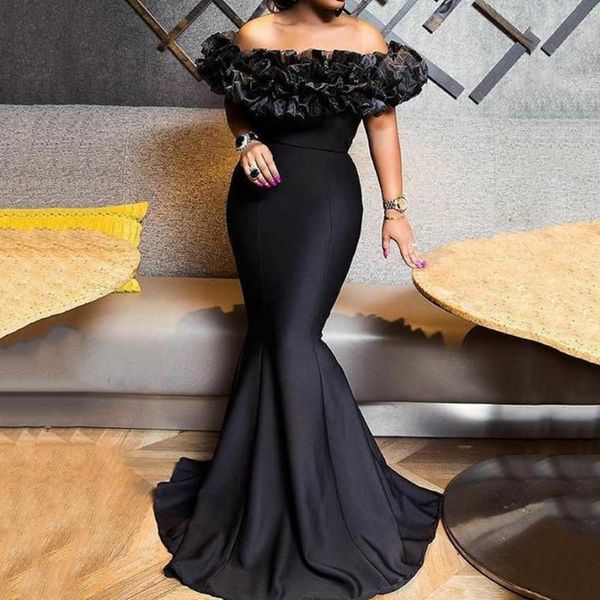 black prom dress off the shouler sleeveless ruflles mermaid floor length women plus size evening party formal dresses, White;black
black prom dress off the shouler sleeveless ruflles mermaid floor length women plus size evening party formal dresses, White;black