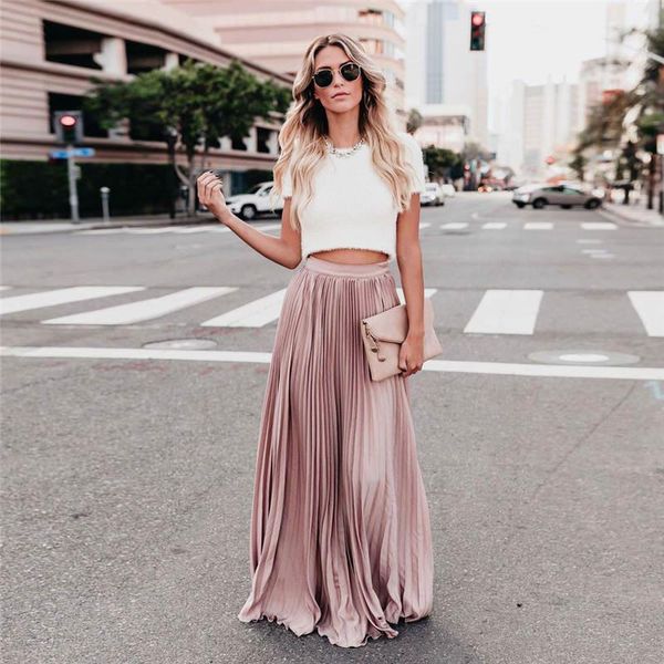 high waist fashion elegant women skirt fold soild vintage loose beach wrap long, Black
high waist fashion elegant women skirt fold soild vintage loose beach wrap long, Black