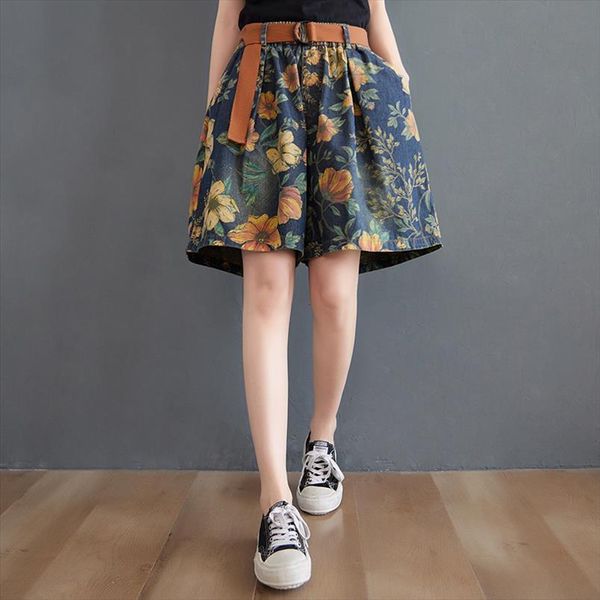 6520 flower printing denim women shorts korean style elegant office wide leg loose fashion summer streetwear clothes, White;black
6520 flower printing denim women shorts korean style elegant office wide leg loose fashion summer streetwear clothes, White;black