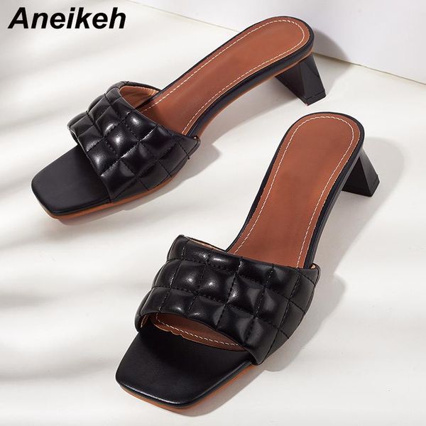 aneikeh women's slippers 2021 concise checkered sewing shallow head peep toe summer pu square heel ladies shoes fashion sexy, Black
aneikeh women's slippers 2021 concise checkered sewing shallow head peep toe summer pu square heel ladies shoes fashion sexy, Black