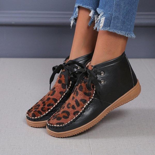 boots women winter snow leather ankle spring flat shoes woman short vintage leopard lace up botas mujer, Black
boots women winter snow leather ankle spring flat shoes woman short vintage leopard lace up botas mujer, Black