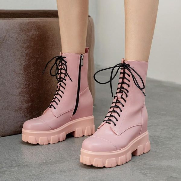 boots sweet platform motorcycle for women winter shoes arrival increased high heels ankle lace up size 42, Black
boots sweet platform motorcycle for women winter shoes arrival increased high heels ankle lace up size 42, Black