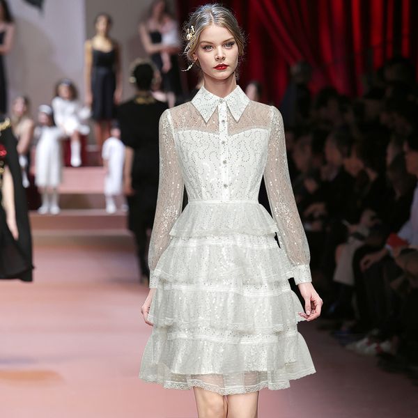 lapel see-through lantern long sleeve heavy embroidery sequins cinched mesh cake dress princess style dress 2021 autumn new, Black;gray
lapel see-through lantern long sleeve heavy embroidery sequins cinched mesh cake dress princess style dress 2021 autumn new, Black;gray