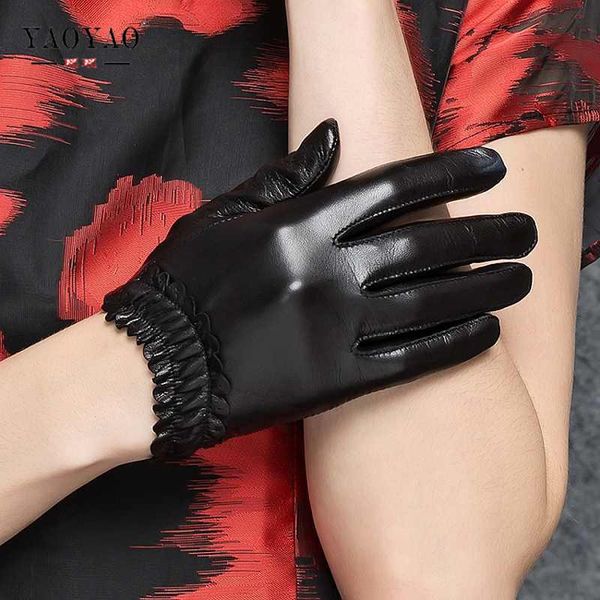 fingerless gloves yy8850 women short design suede genuine leather black feminino cortical lace convergent thin driving luvas, Blue;gray
fingerless gloves yy8850 women short design suede genuine leather black feminino cortical lace convergent thin driving luvas, Blue;gray