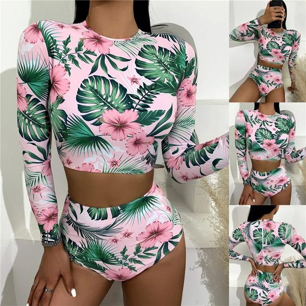one-piece suits summer boho high waist 2pcs bathing suit, female tropical leaves flowers print round neck long sleeve crop + bikini pant
one-piece suits summer boho high waist 2pcs bathing suit, female tropical leaves flowers print round neck long sleeve crop + bikini pant