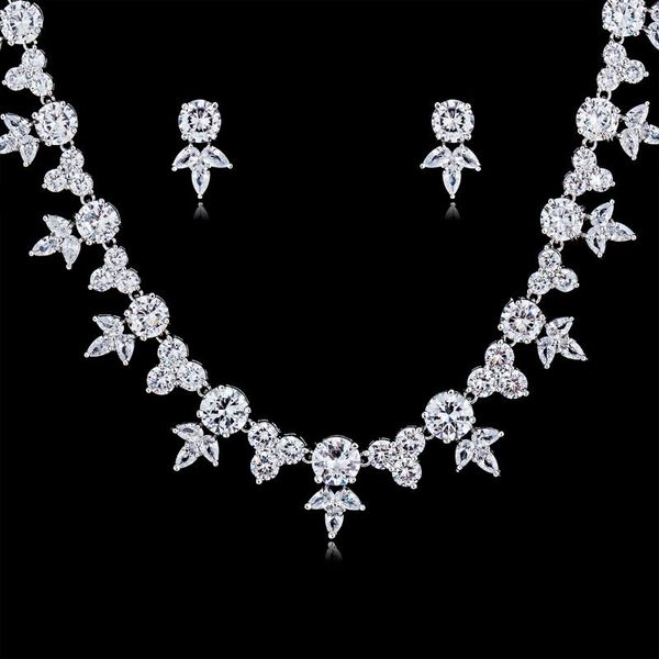 earrings & necklace fashion crystal cz cubic zirconia bridal wedding round flower earring set jewelry sets for women accessories cn10128, Silver
earrings & necklace fashion crystal cz cubic zirconia bridal wedding round flower earring set jewelry sets for women accessories cn10128, Silver