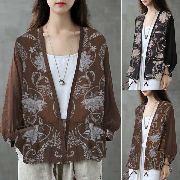 women's jackets women fashion outwear ladies floral print coat autumn female long sleeve cardigan plus size casual v neck coatigan, Black;brown
women's jackets women fashion outwear ladies floral print coat autumn female long sleeve cardigan plus size casual v neck coatigan, Black;brown