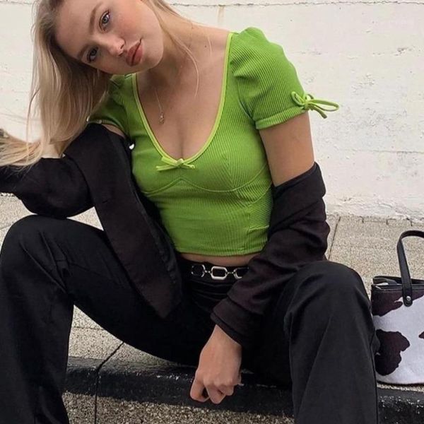 women's t-shirt women cute summer t shirts cropped short sleeve bow kawaii clothes solid crop tees green for mujer camisetas, White
women's t-shirt women cute summer t shirts cropped short sleeve bow kawaii clothes solid crop tees green for mujer camisetas, White