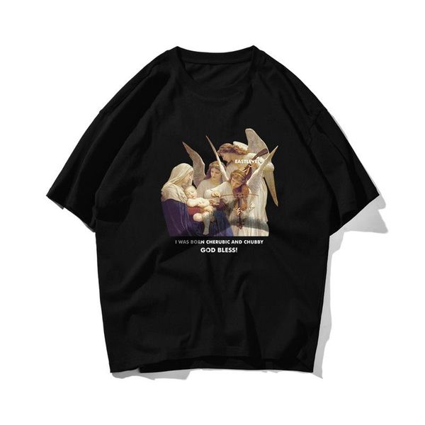 men's t-shirts 2021 summer vintage style angel print t-shirt loose european cotton shoulder cuff ins tide short sleeve harajuku retro, White;black
men's t-shirts 2021 summer vintage style angel print t-shirt loose european cotton shoulder cuff ins tide short sleeve harajuku retro, White;black