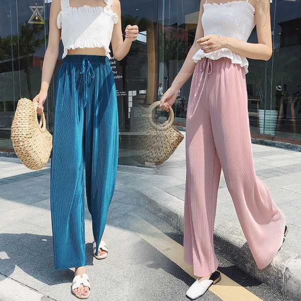 women stretch knitted pants elegant wide leg female loose casual summer straight solid color ankle length women's & capris, Black;white
women stretch knitted pants elegant wide leg female loose casual summer straight solid color ankle length women's & capris, Black;white