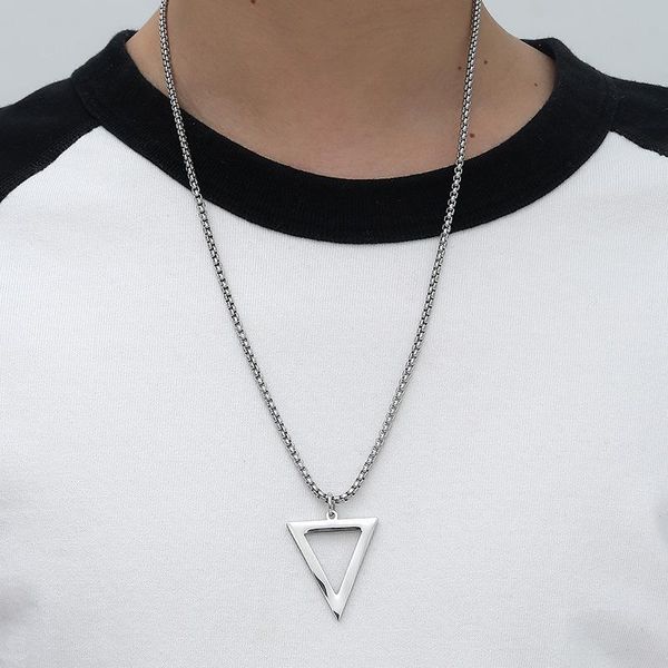 pendant necklaces all-match -selling triangle necklace men's fashion european and american creative valentine's day gift, Silver
pendant necklaces all-match -selling triangle necklace men's fashion european and american creative valentine's day gift, Silver