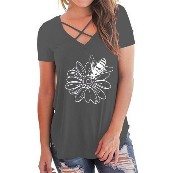 women's t-shirt hollow put cross v neck tees womens flower print summer casual loose s-xxxl loungwear plus size 2021, White
women's t-shirt hollow put cross v neck tees womens flower print summer casual loose s-xxxl loungwear plus size 2021, White