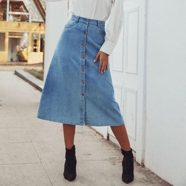 skirts women's summer denim casual button with pocket keen-length skirt midi high waist elascity party vintage, Black
skirts women's summer denim casual button with pocket keen-length skirt midi high waist elascity party vintage, Black