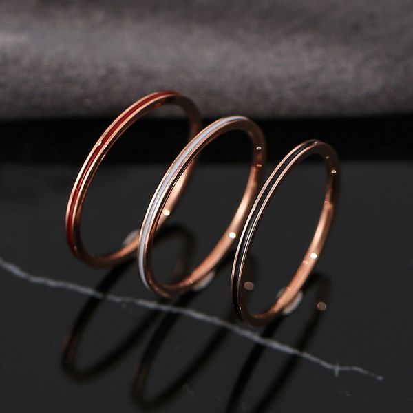 1mm width rose gold plated enameled stainless steel ring jewelry, Silver
1mm width rose gold plated enameled stainless steel ring jewelry, Silver