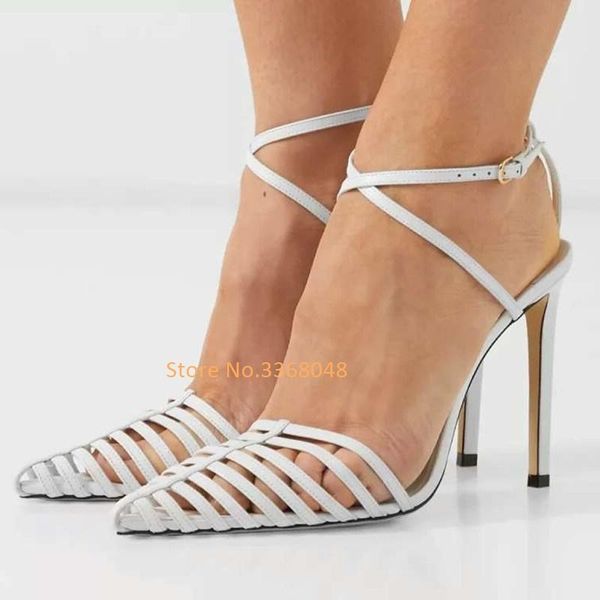 gladiator thin heel shoes solid white hollow cross strap fashon summer pumps pointed toe buckle closure color elegant sandals, Black
gladiator thin heel shoes solid white hollow cross strap fashon summer pumps pointed toe buckle closure color elegant sandals, Black