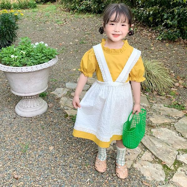 summer girls clothes lace apron dress short sleeve children clothing girl's dresses, Red;yellow
summer girls clothes lace apron dress short sleeve children clothing girl's dresses, Red;yellow