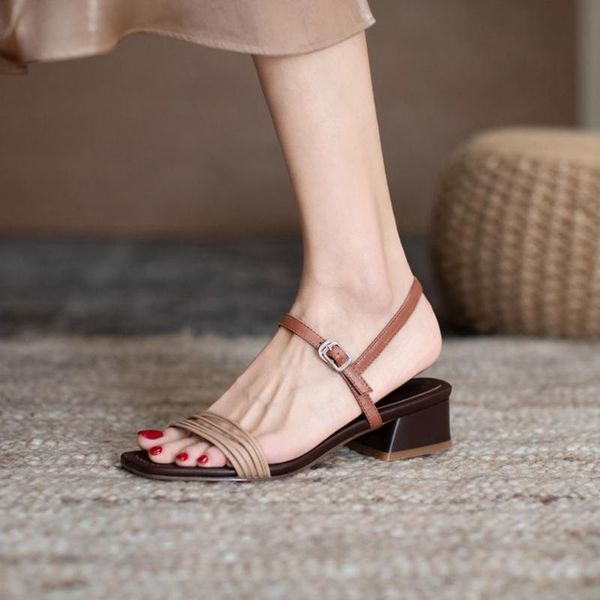 summer women shoes square toe chunky heel leather sandals concise solid narrow band buckle strap for, Black
summer women shoes square toe chunky heel leather sandals concise solid narrow band buckle strap for, Black
