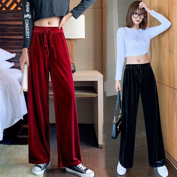 women's pants & capris women 2021 autumn winter office lady elegant casual high waist velvet wide leg full length pant female trousers, Black;white
women's pants & capris women 2021 autumn winter office lady elegant casual high waist velvet wide leg full length pant female trousers, Black;white