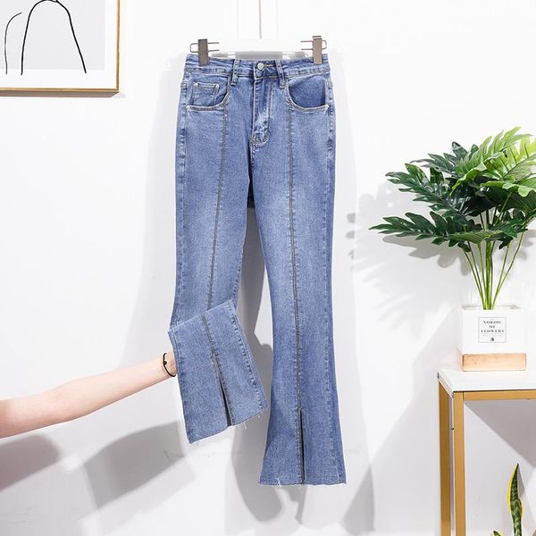 women's jeans large 2021 fat sister autumn fashion temperament thin elastic split horn pants, Blue
women's jeans large 2021 fat sister autumn fashion temperament thin elastic split horn pants, Blue
