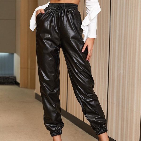 women's pants & capris ly drawstring waist slant pocket pu leather women autumn spring high casual solid long tapered trousers, Black;white
women's pants & capris ly drawstring waist slant pocket pu leather women autumn spring high casual solid long tapered trousers, Black;white