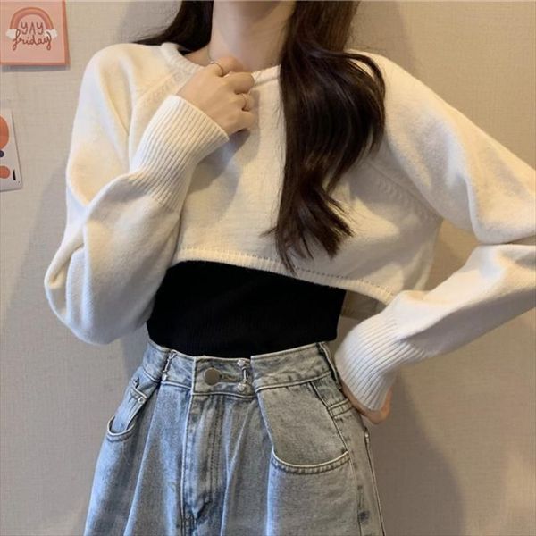 woman autumn winter gentle womens sweater wear korean set sling bandage dress two piece, White;black
woman autumn winter gentle womens sweater wear korean set sling bandage dress two piece, White;black