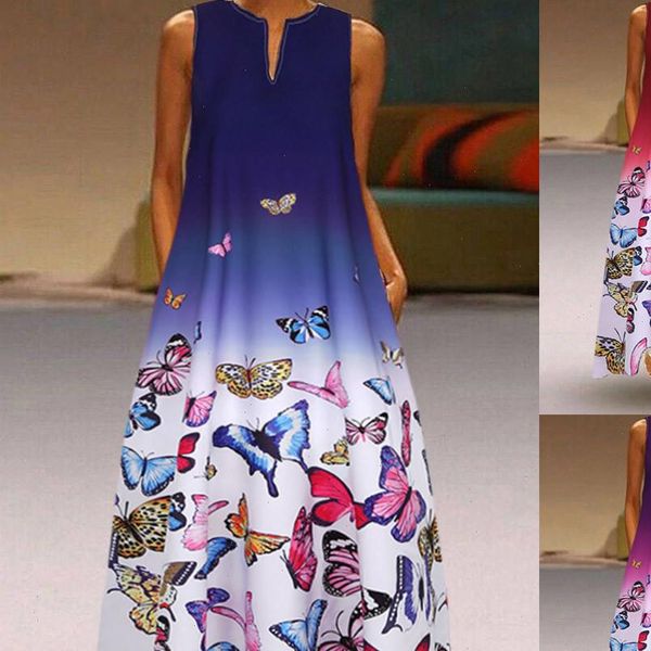 Summer Fashion Plus Size Butterfly Womens Dress Print Sleeveless Vintage Bohemia V Neck Beach Maxi Sundress, Black;gray
Summer Fashion Plus Size Butterfly Womens Dress Print Sleeveless Vintage Bohemia V Neck Beach Maxi Sundress, Black;gray