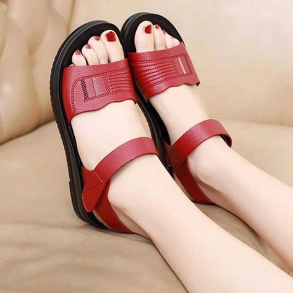 sandals summer leather women's flat bottom wedges slippers layer soft cowhide middle-aged, Black
sandals summer leather women's flat bottom wedges slippers layer soft cowhide middle-aged, Black