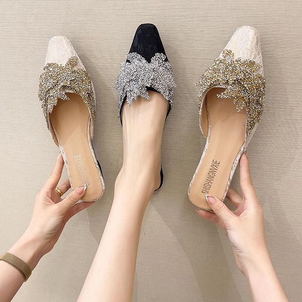 summer trend ladies slippers sweet fashion sequins flat bottom comfortable baotou semi-trailed outer wear., Black
summer trend ladies slippers sweet fashion sequins flat bottom comfortable baotou semi-trailed outer wear., Black