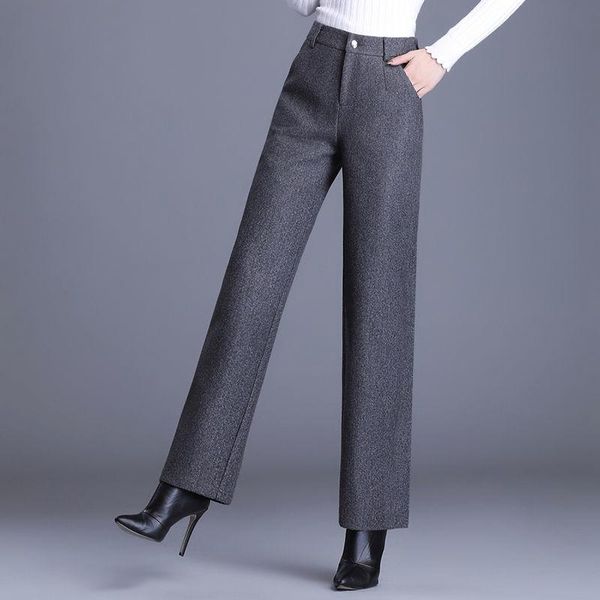women autumn winter woolen pants female solid plus size high waist wide leg lady casual knitted straight trousers h85 women's & capris, Black;white
women autumn winter woolen pants female solid plus size high waist wide leg lady casual knitted straight trousers h85 women's & capris, Black;white