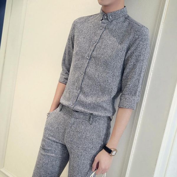 men's tracksuits plus size half sleeve casual shirt+ slim solid color pants suit men two piece set clothing, Gray
men's tracksuits plus size half sleeve casual shirt+ slim solid color pants suit men two piece set clothing, Gray