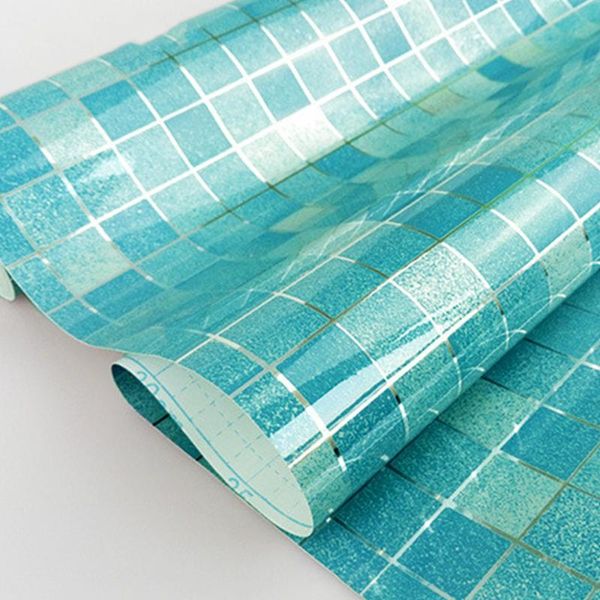 wallpapers 0.45x3m waterproof tile wallpaper for bathroom aluminum foil self adhesive blue mosaic kitchen high temperature oil wall sticker
wallpapers 0.45x3m waterproof tile wallpaper for bathroom aluminum foil self adhesive blue mosaic kitchen high temperature oil wall sticker