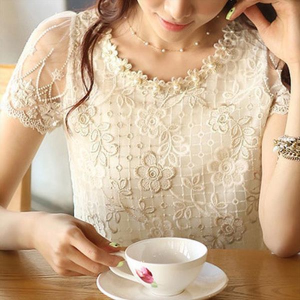 summer office chiffon lace womens shirts beading embroidery plus size s xxxl crochet ropa mujer, White
summer office chiffon lace womens shirts beading embroidery plus size s xxxl crochet ropa mujer, White