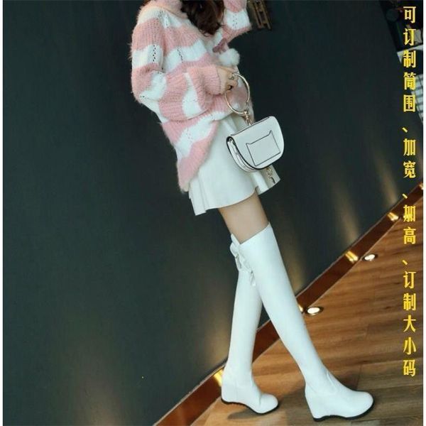 boots increase overknee woman bow white elastic force skinny high shoe with will code, Black
boots increase overknee woman bow white elastic force skinny high shoe with will code, Black