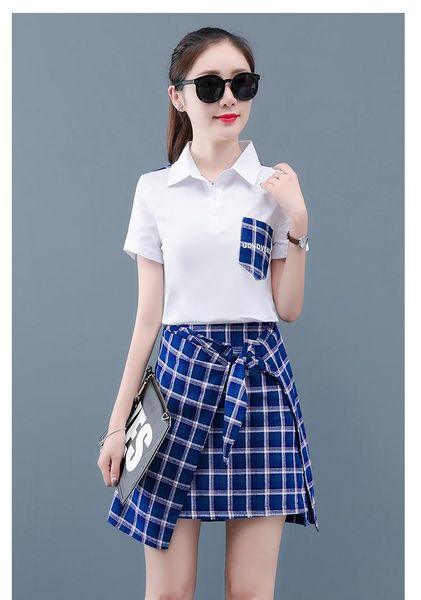 two piece dress korean set and skirt plaid women outfits summer fashion woman suit ensemble femme deux pieces, White
two piece dress korean set and skirt plaid women outfits summer fashion woman suit ensemble femme deux pieces, White