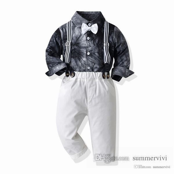 boys performance clothing sets kids bows tie lapel long sleeve tie-dye shirt+stripe suspender pants 2pcs children gentleman outfits q2652, White
boys performance clothing sets kids bows tie lapel long sleeve tie-dye shirt+stripe suspender pants 2pcs children gentleman outfits q2652, White
