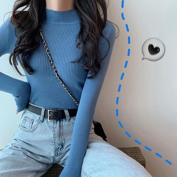 women's sweaters women sweater solid 2021 autumn fashion half high neck tight fitting slim bottoming knitted pullover shirt top, White;black
women's sweaters women sweater solid 2021 autumn fashion half high neck tight fitting slim bottoming knitted pullover shirt top, White;black