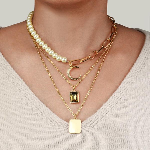 pendant necklaces elegant pearl set auger moon multi-layer rhinestone statement necklace for women jewelry accessories gifts, Silver
pendant necklaces elegant pearl set auger moon multi-layer rhinestone statement necklace for women jewelry accessories gifts, Silver