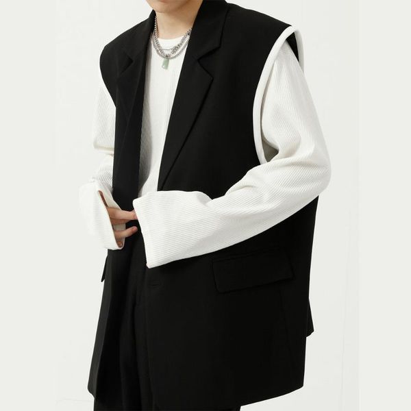 men's vests autumn suit vest man korean fashion streetwear loose casual black coat men sleeveless blazer jacket waistcoat male, Black;white
men's vests autumn suit vest man korean fashion streetwear loose casual black coat men sleeveless blazer jacket waistcoat male, Black;white