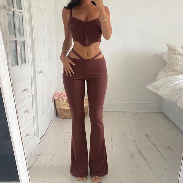 women's two piece pants brown knitted tracksuit women 2 set autumn 2021 sleeveless butttons corset crop flared suit tenue de sport femm, White
women's two piece pants brown knitted tracksuit women 2 set autumn 2021 sleeveless butttons corset crop flared suit tenue de sport femm, White