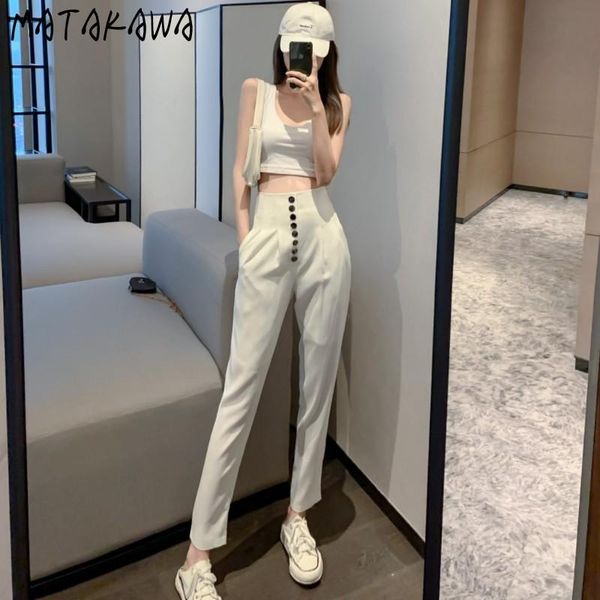 women's pants & capris matakawa casual chiffon trousers summer single-breasted high waist thin loose straight suit clothing, Black;white
women's pants & capris matakawa casual chiffon trousers summer single-breasted high waist thin loose straight suit clothing, Black;white